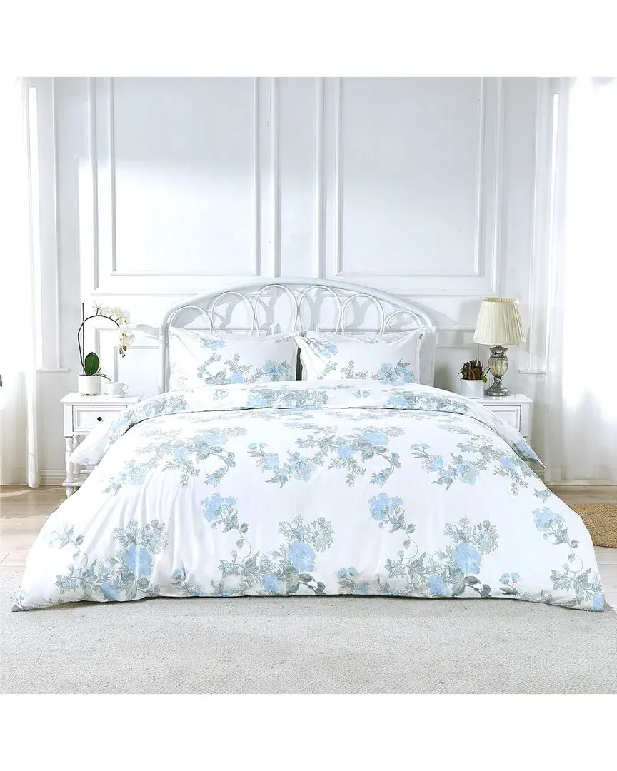 Jardin De Rose Duvet Set - Blue, Cotton Percale image