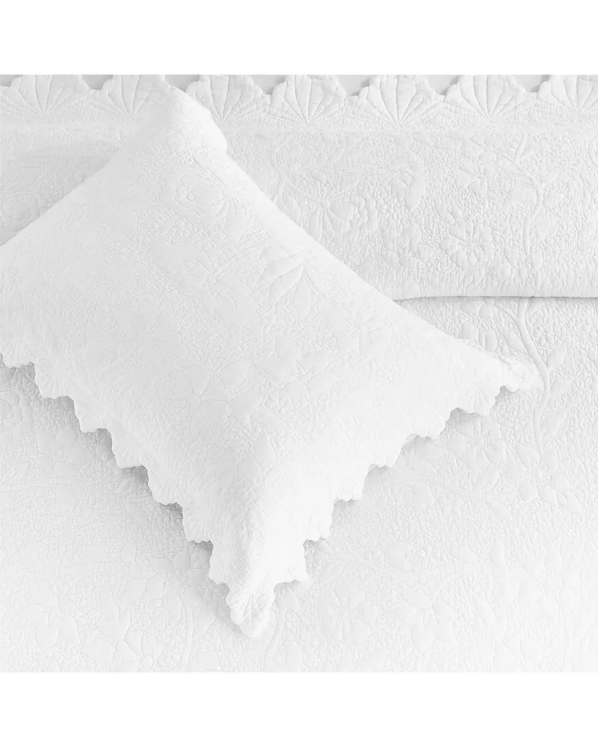 Josephine Embroidery Quilt Set - White, Cotton image