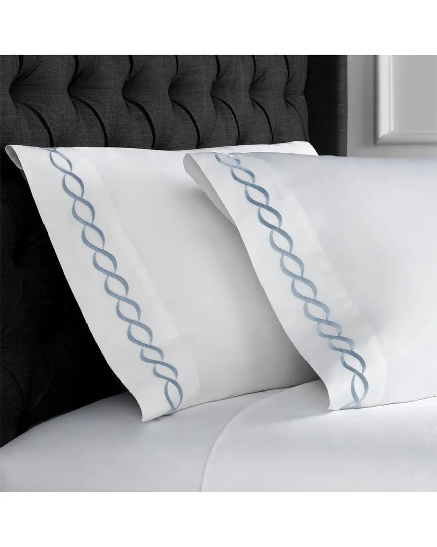 King 600 Thread Count Rope Embroidery Pillowcase Pair - Blue image