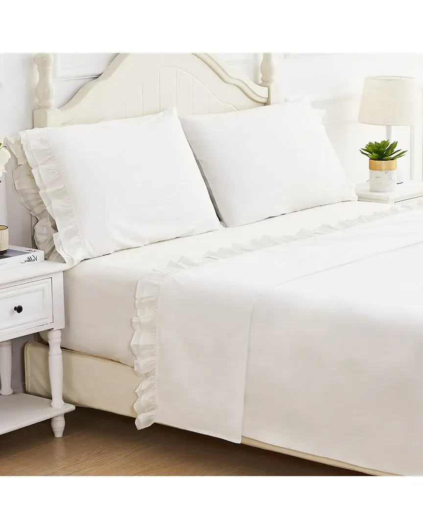 Layered Ruffle Sheet Set - White, Cotton image