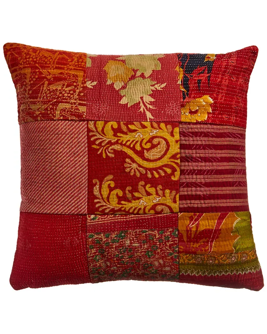 Overdye Kantha Pillow Cover - Burgundy, Cotton image