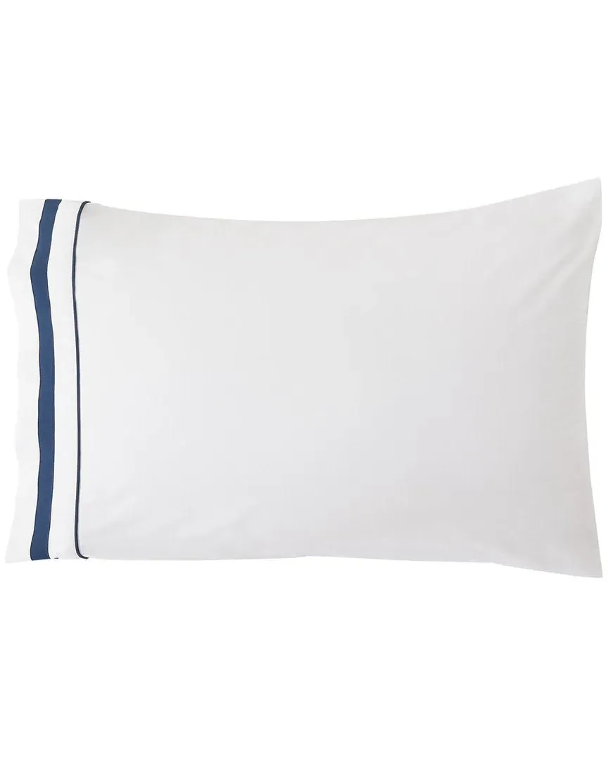Percale Double Border Pillowcases - Navy, Cotton image