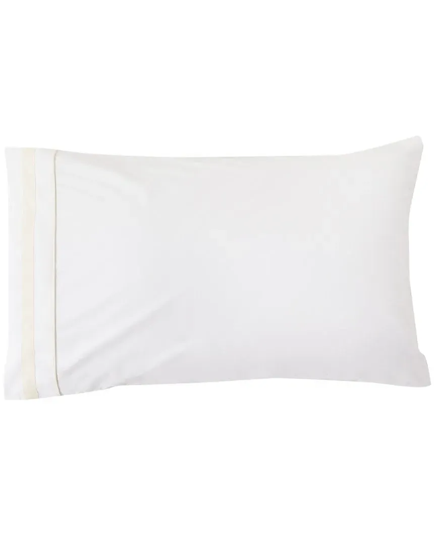 Percale Double Border Pillowcases - White, Cotton