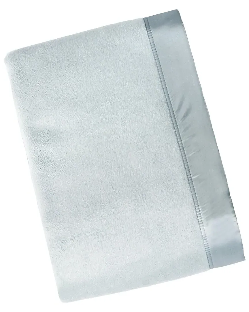 Plaza Silk-Blend Throw with Silk Charmeuse Border - Blue