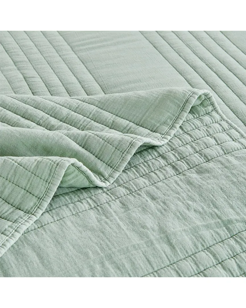 Stonewashed Cotton Quilt Set - Canary Green image
