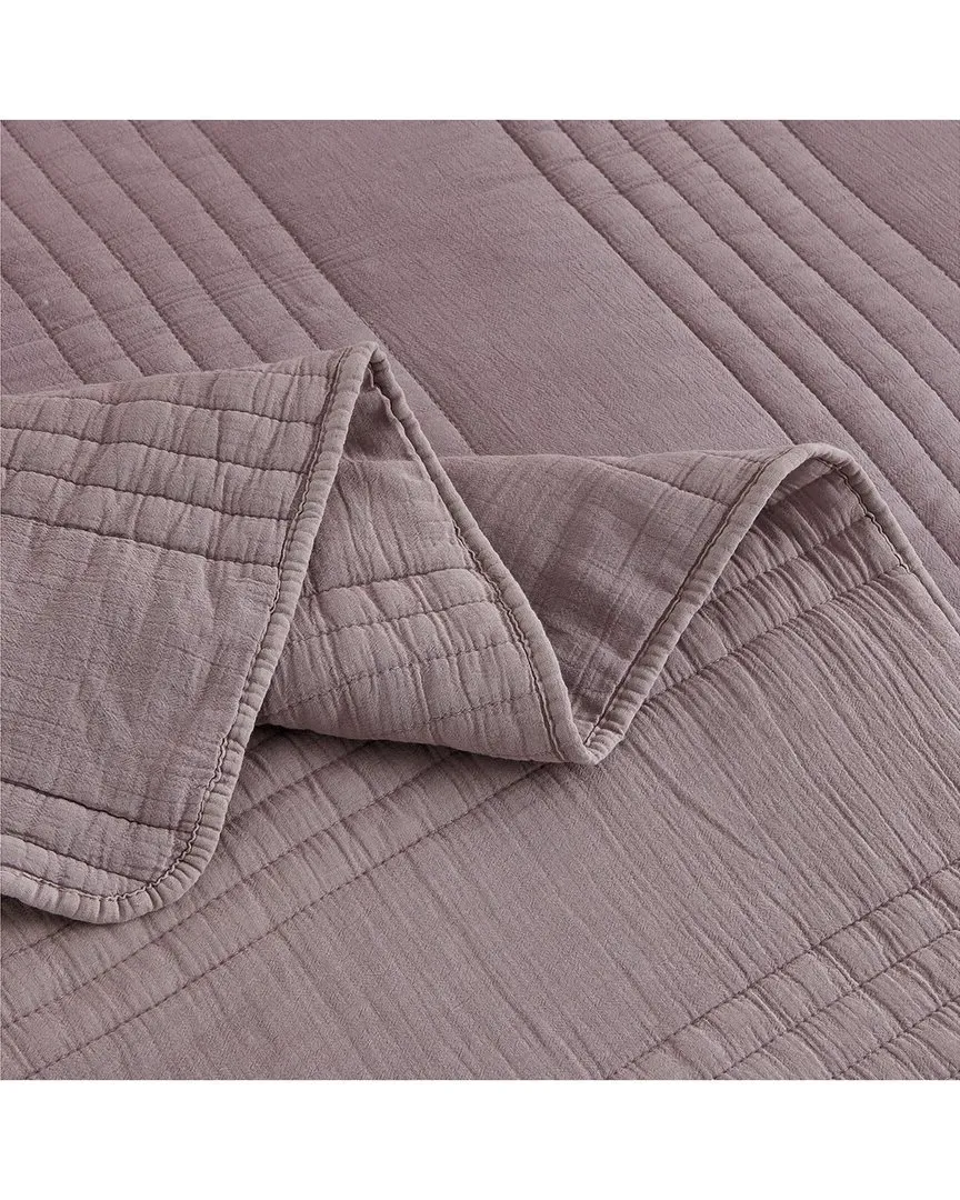 Stonewashed Cotton Quilt Set - Eggplant