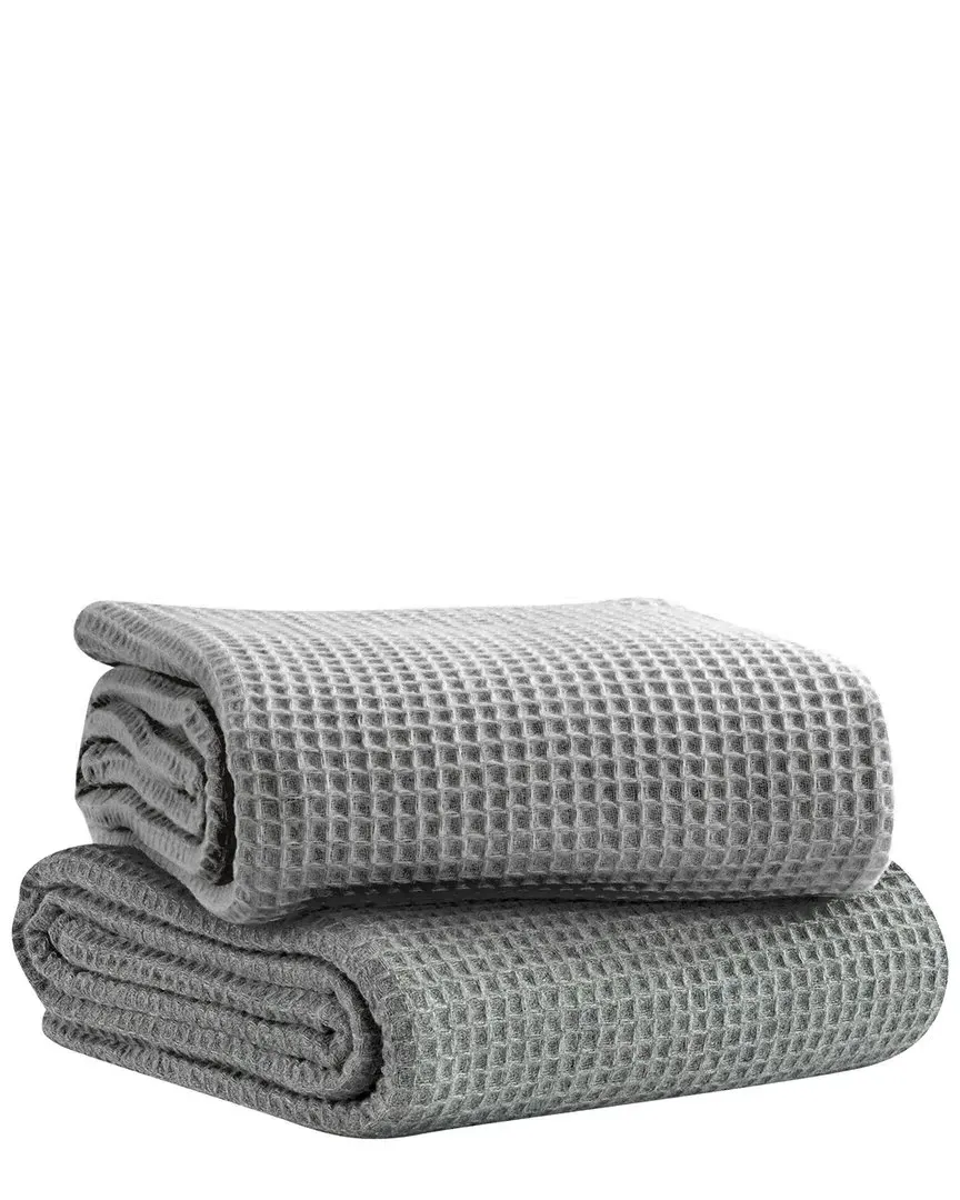 Wool Waffle Weave Blanket - Grey