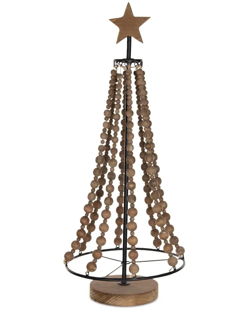 Beaded Wood Holiday Tree - Brown, Fir Wood image