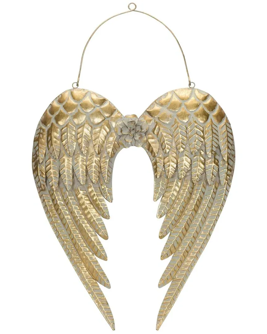 Brushed Metal Angel Wings Ornament - Gold image