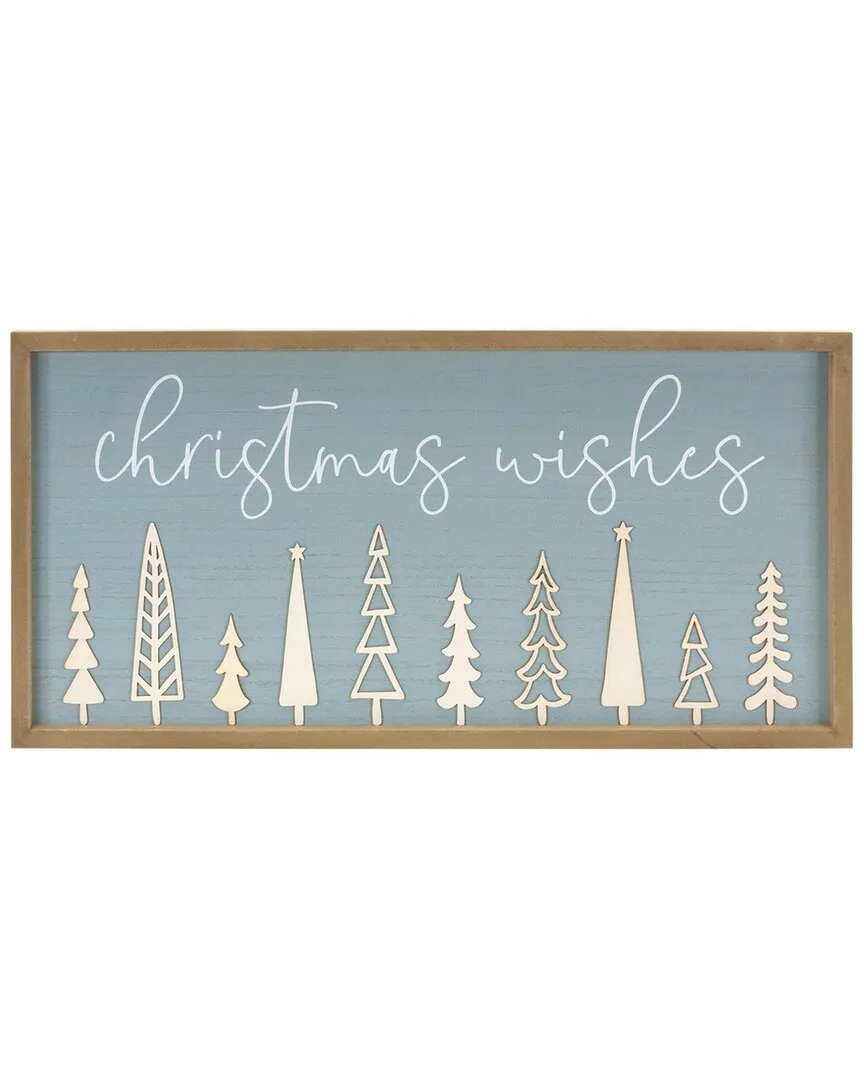 Christmas Wishes Holiday Wall Sign - Blue, MDF Wood image