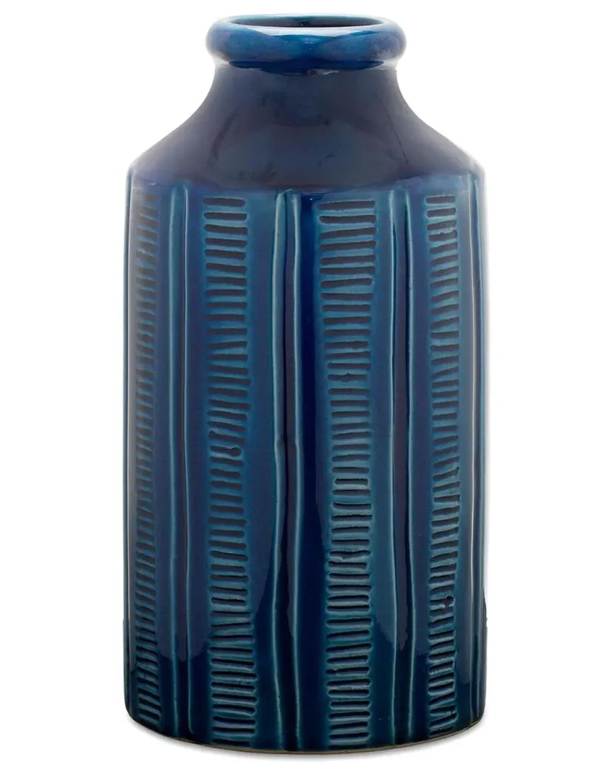 Etched Terracotta Vase - Blue image