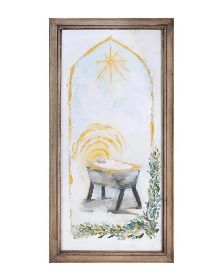 Framed Christmas Manger Print - White