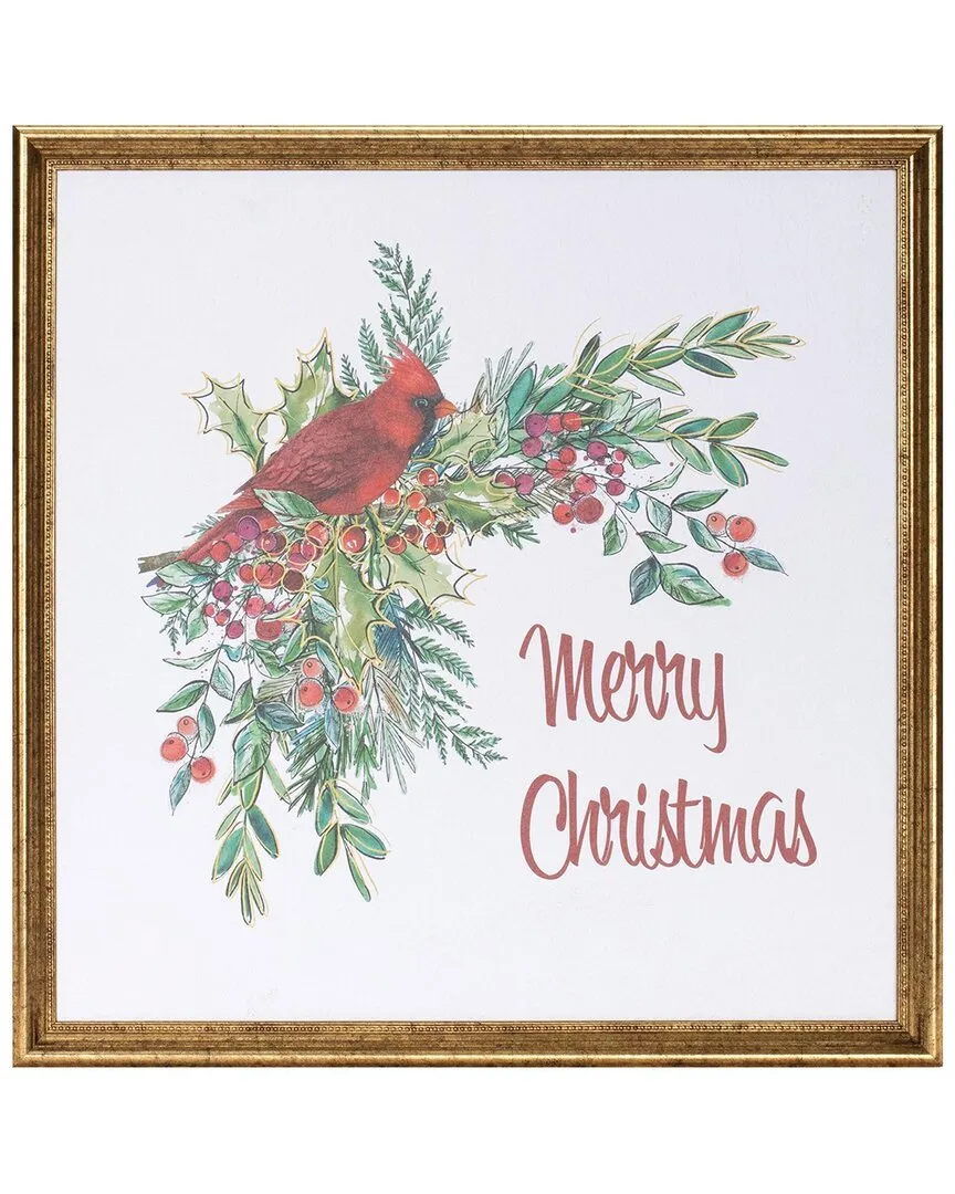 Framed Merry Christmas Cardinal Print - Red image