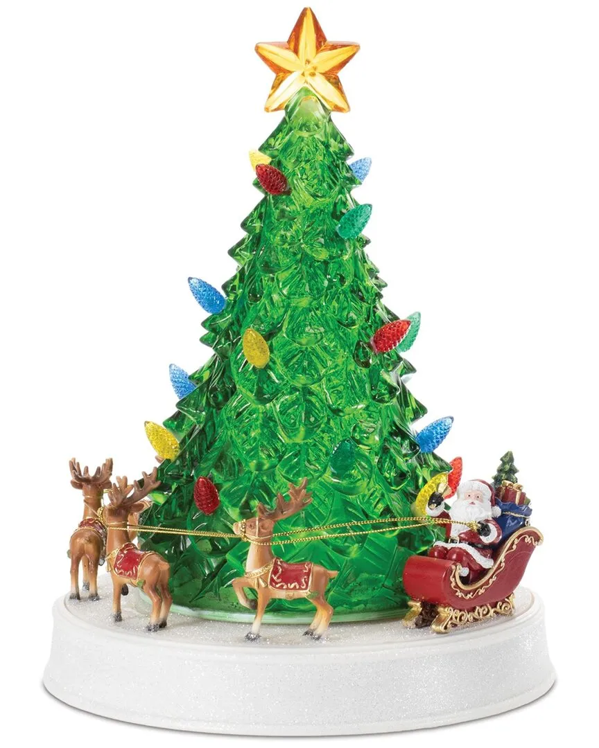 LED Rotating Musical Santa's Sleigh Christmas Tree - Red image