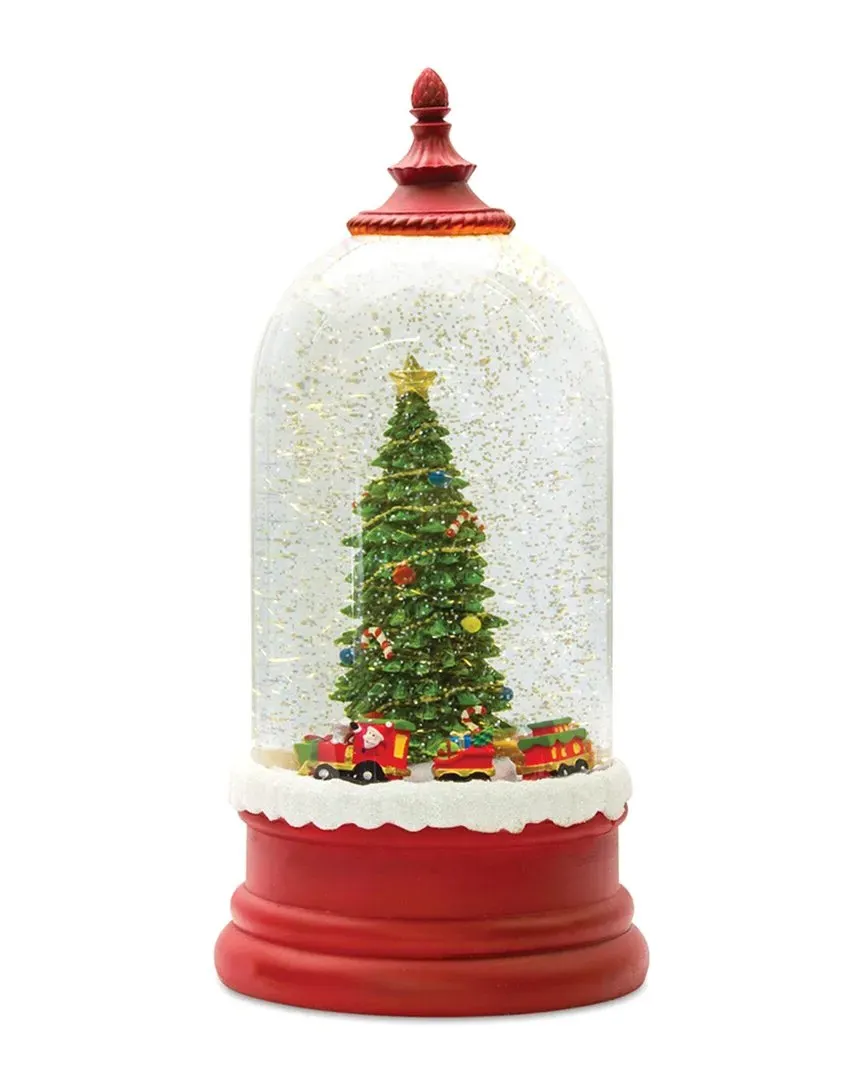 LED Snow Globe Bell Jar with Christmas Tree - Red