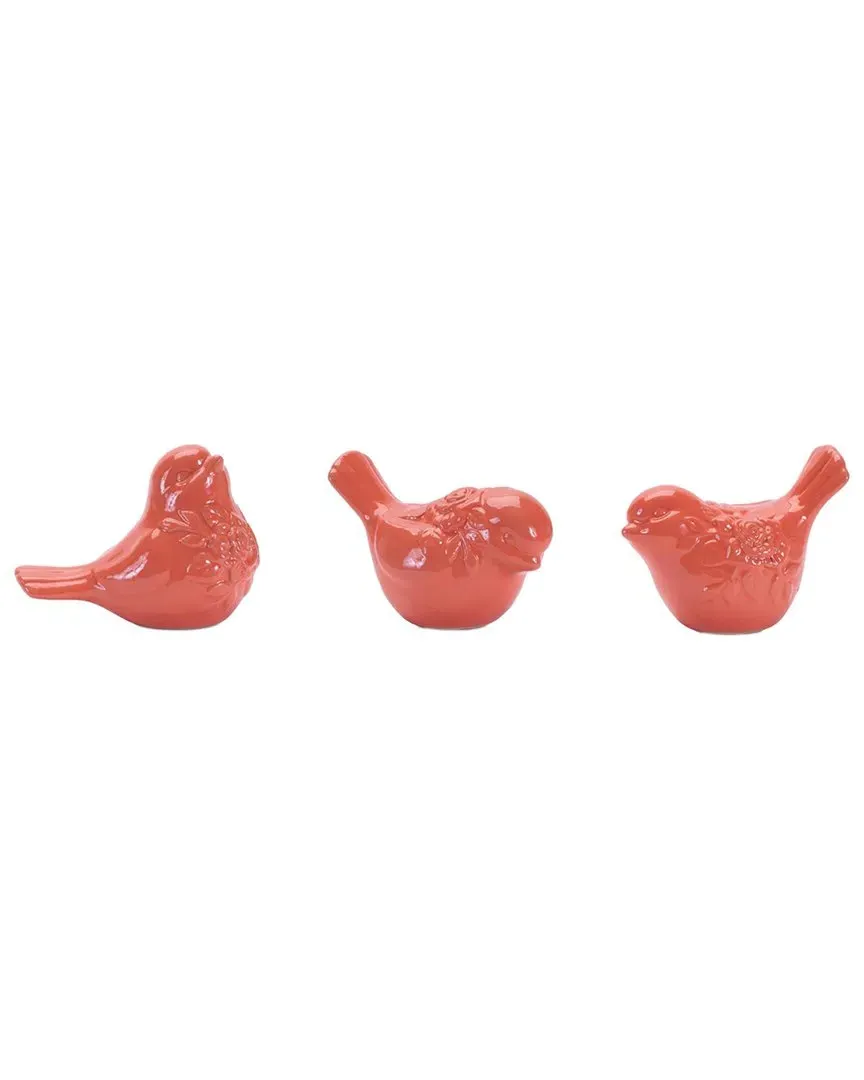 Melrose International Set of 6 Bird Figurines - Pink, Ceramic image