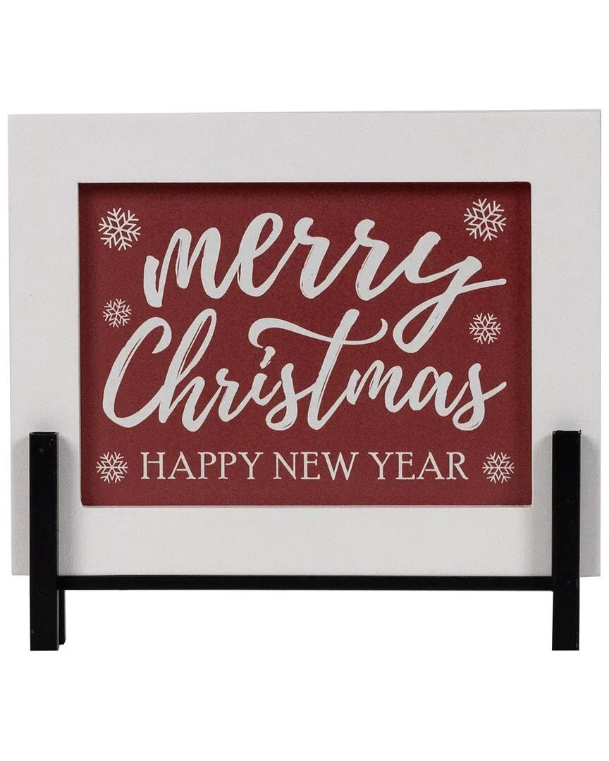 Merry Christmas Happy New Year Sign - White, MDF image