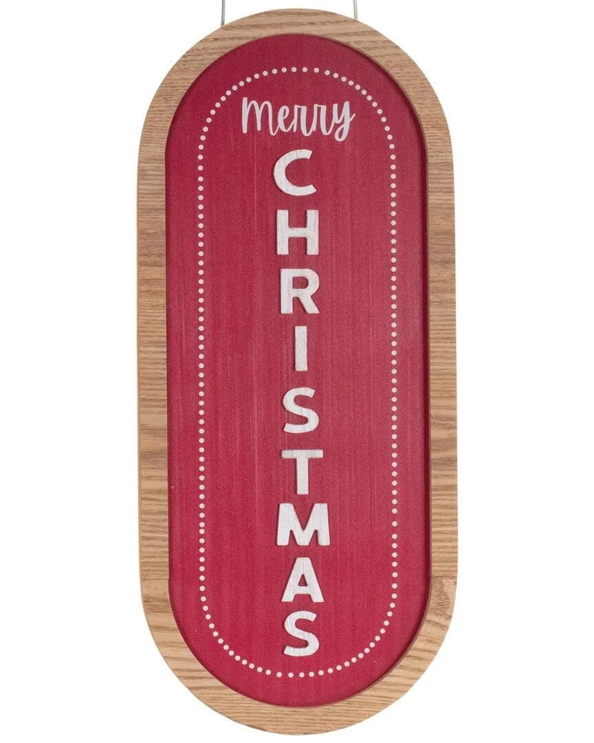 Merry Christmas Wall Sign - Red, MDF Wood image