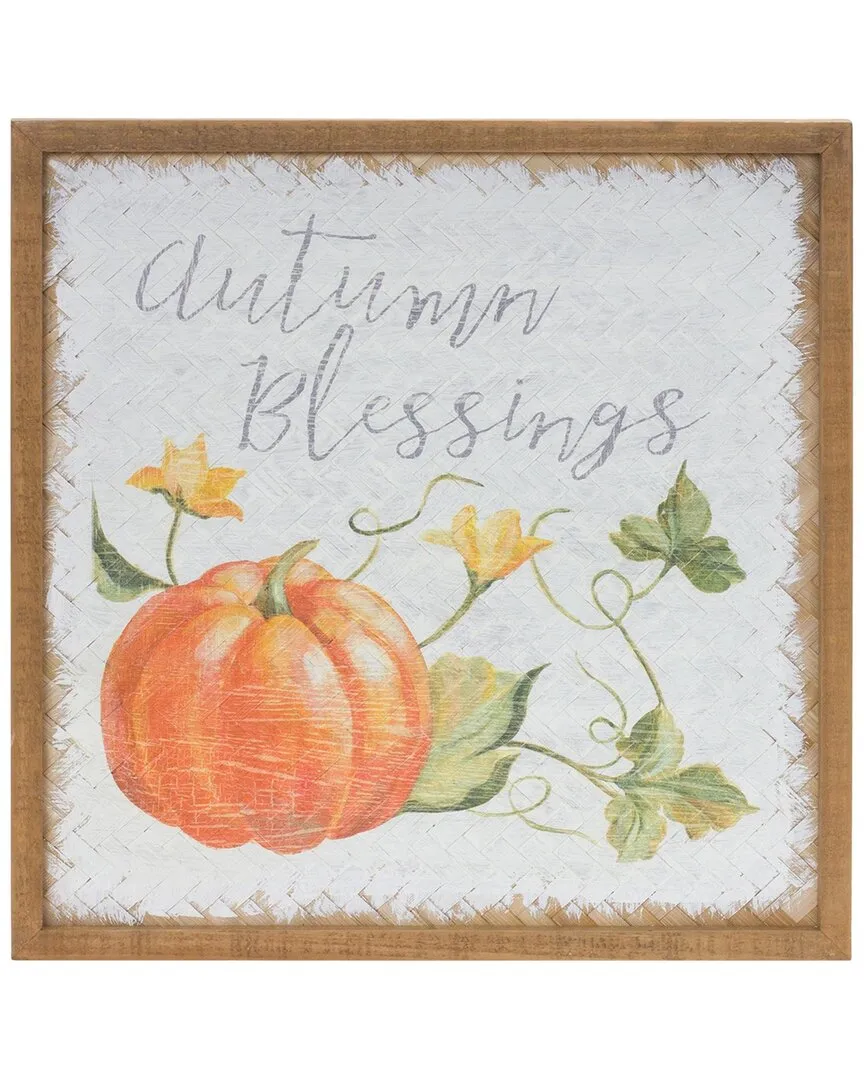 Set of 2 Autumn Blessing Pumpkin Signs - White, Fir Wood image