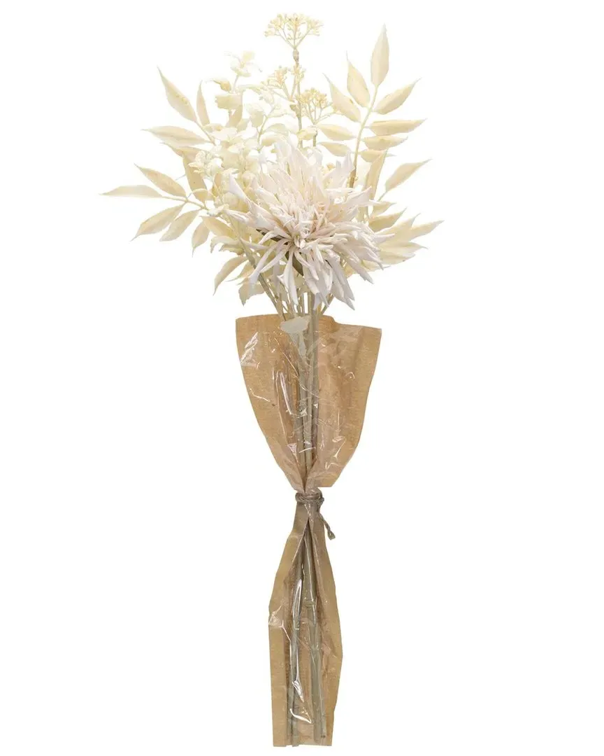 Set of 2 Bleached Chrysanthemum Bouquet - Beige, Plastic