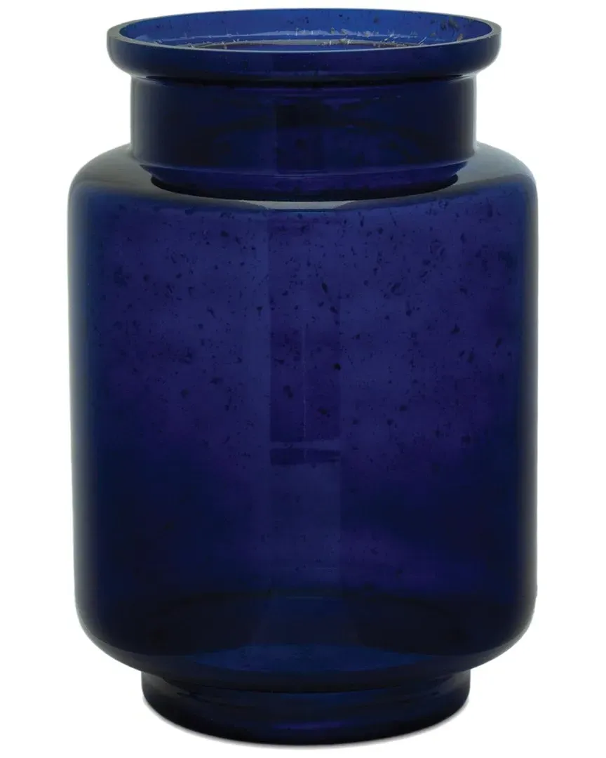 Set of 2 Bubbled Glass Vases - Blue, Glass