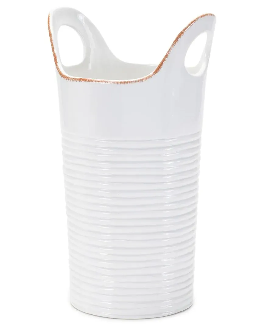 Set of 2 Ceramic Bucket Vases - White