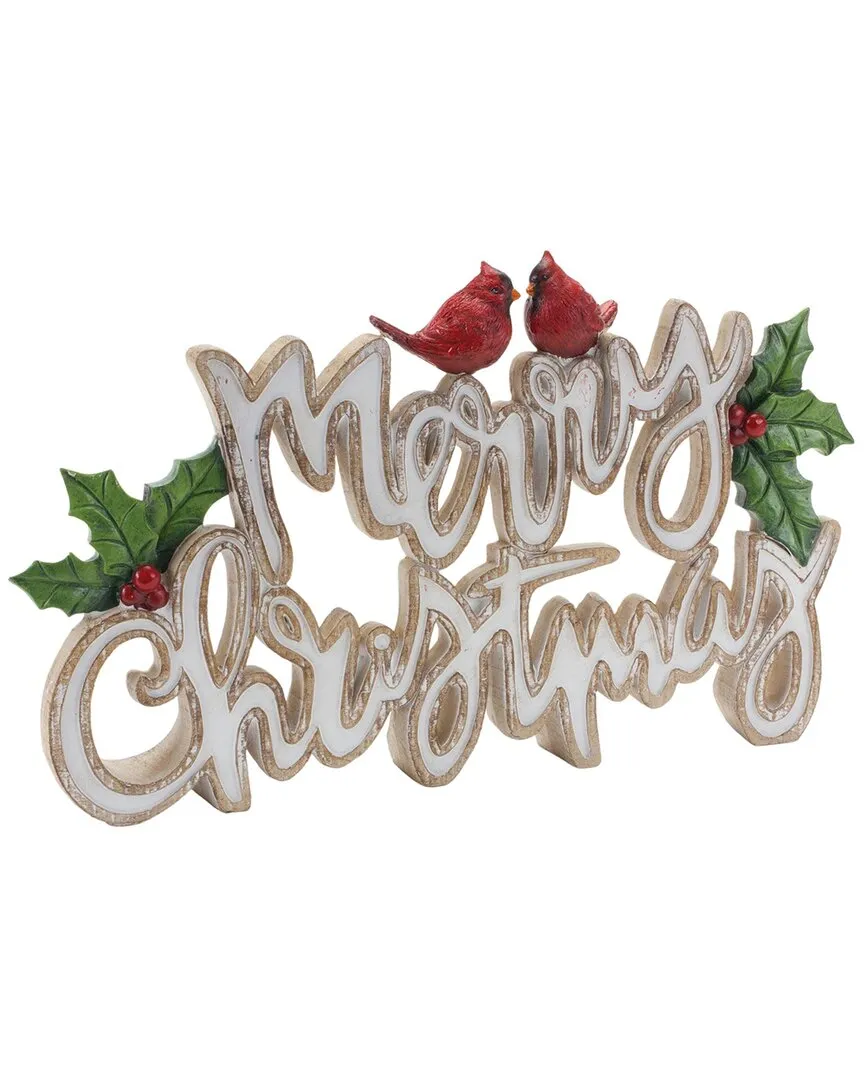 Set of 2 Merry Christmas Tabletop Sign - White