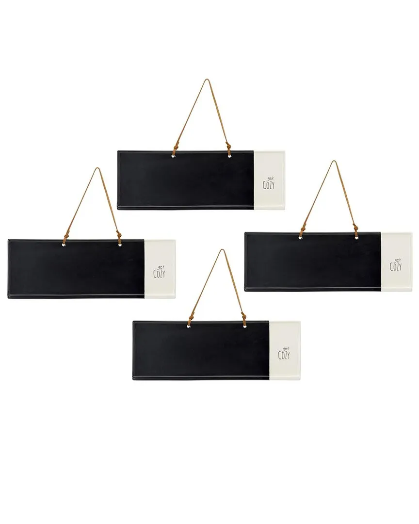 Set of 4 Hanging Chalkboards - Black, Stoneware image