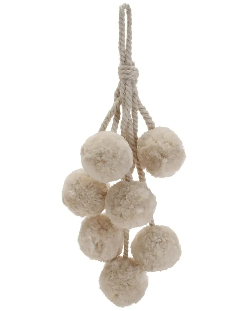 Set of 4 Pom Pom Cluster Drop Ornaments - Beige, Polyester image