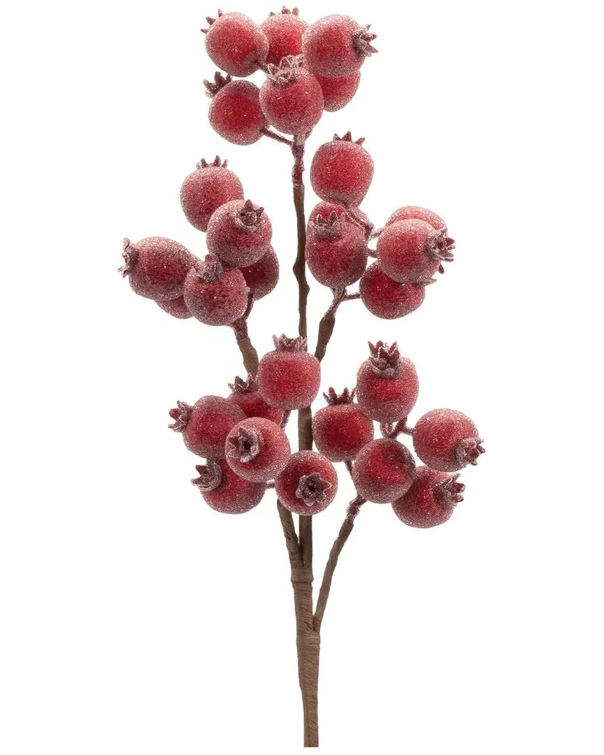 Set of 6 Beaded Berry Spray - Red