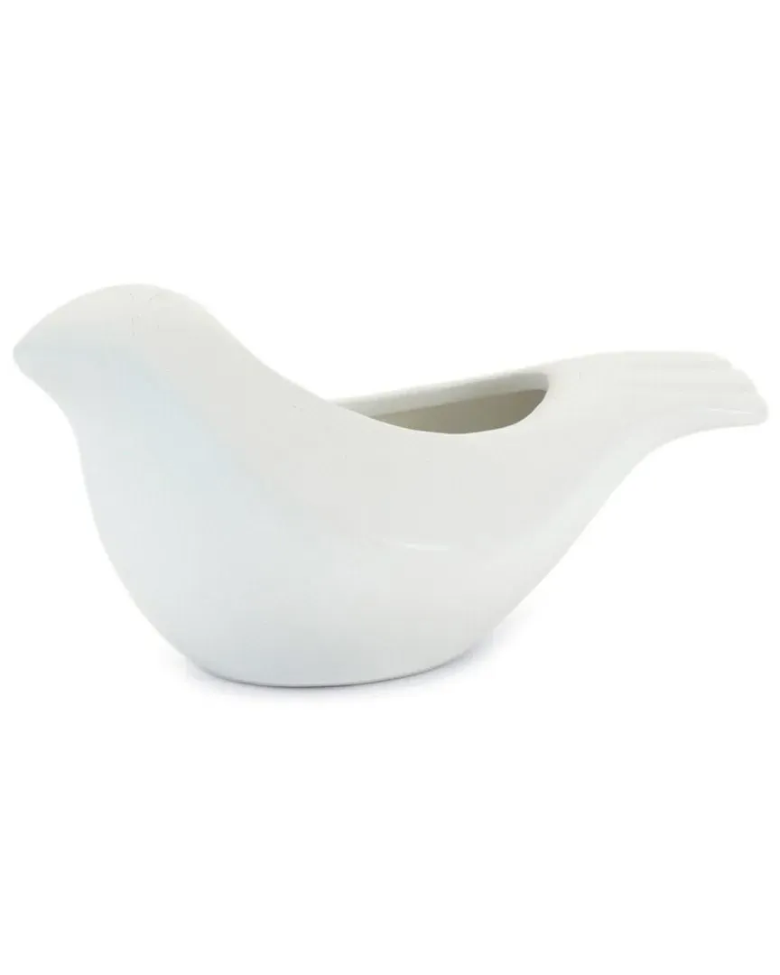 Set of 6 Ceramic Bird Planters - White