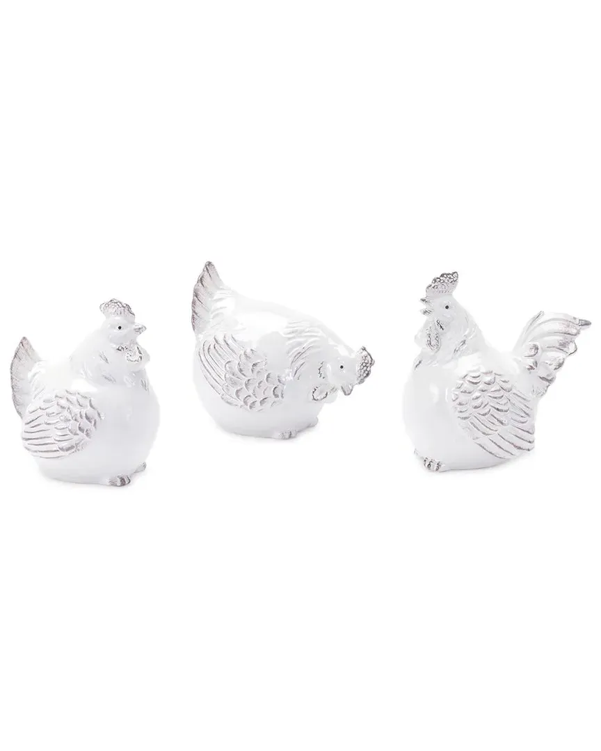 Set of 6 Ceramic Chicken Decor - White image
