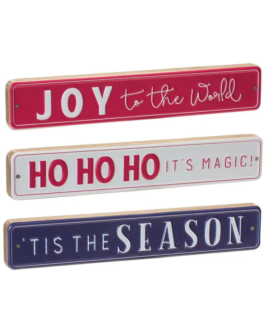 Set of 6 Christmas Sentiment Signs - Red, MDF image