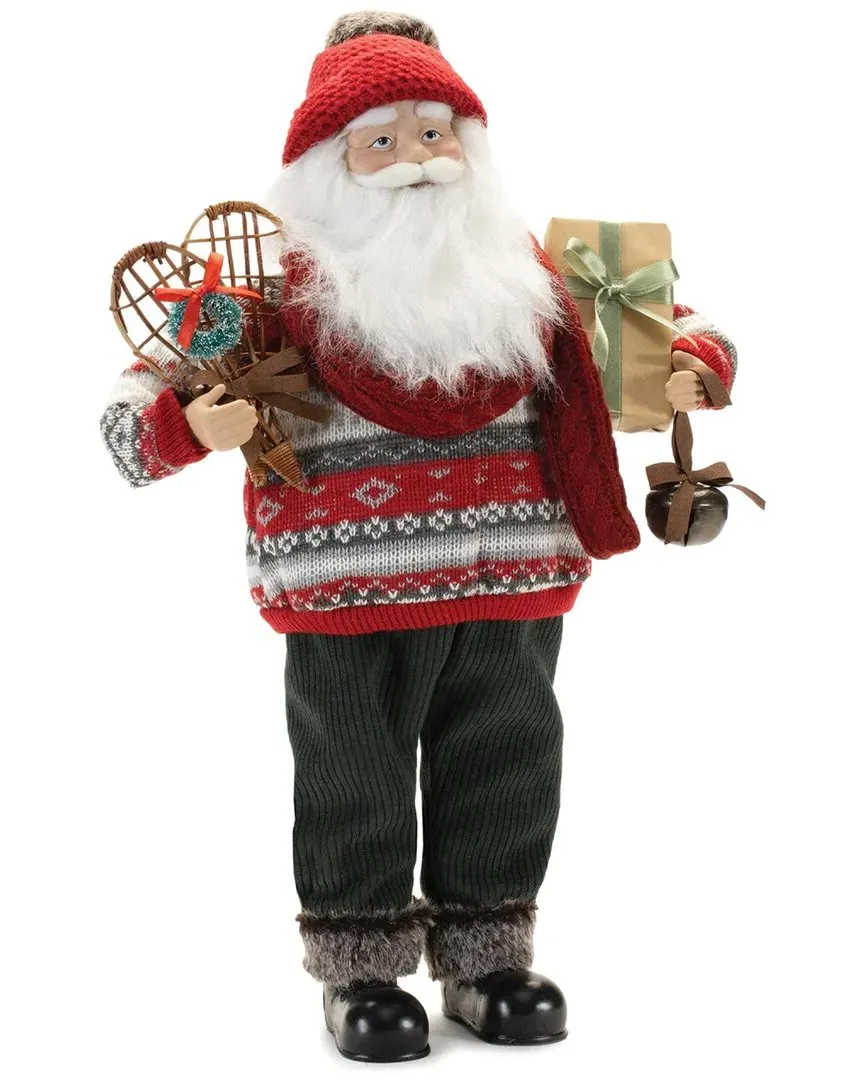 Ski Santa Character With Snow Shoes - Red, Fabric image