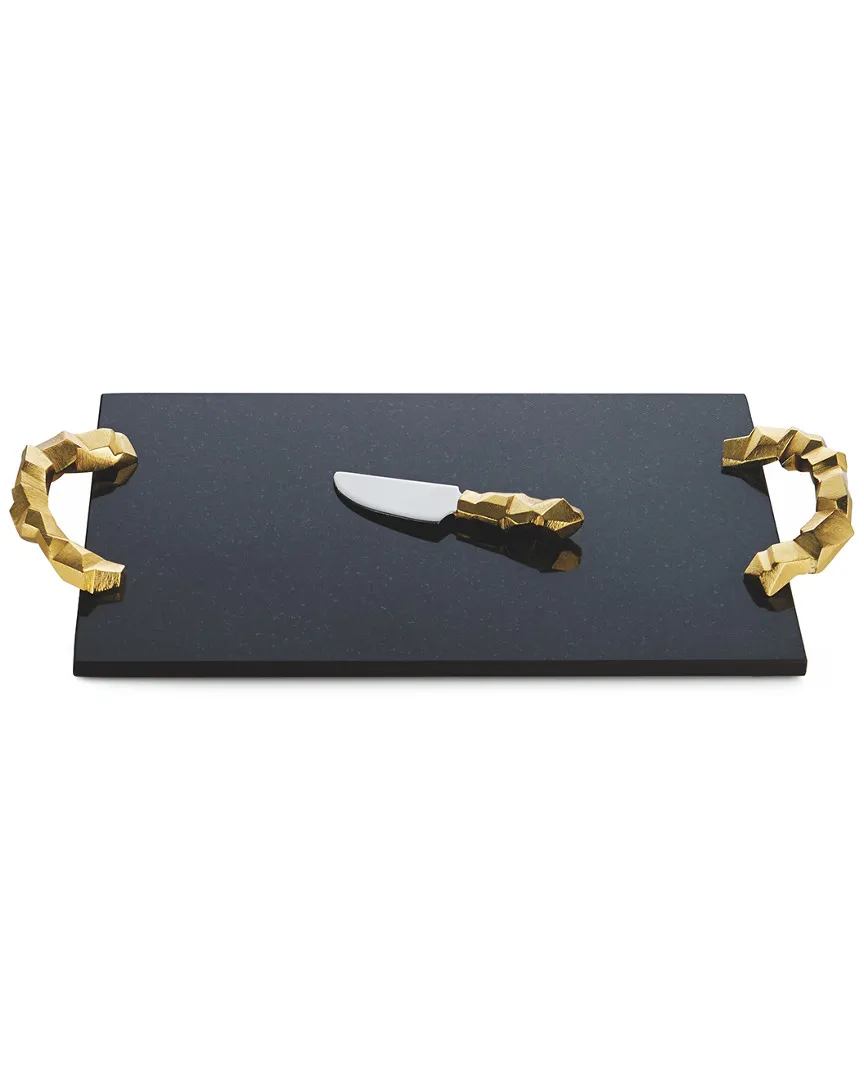 Rock Cheese Board with Knife - Goldtone, Granite image
