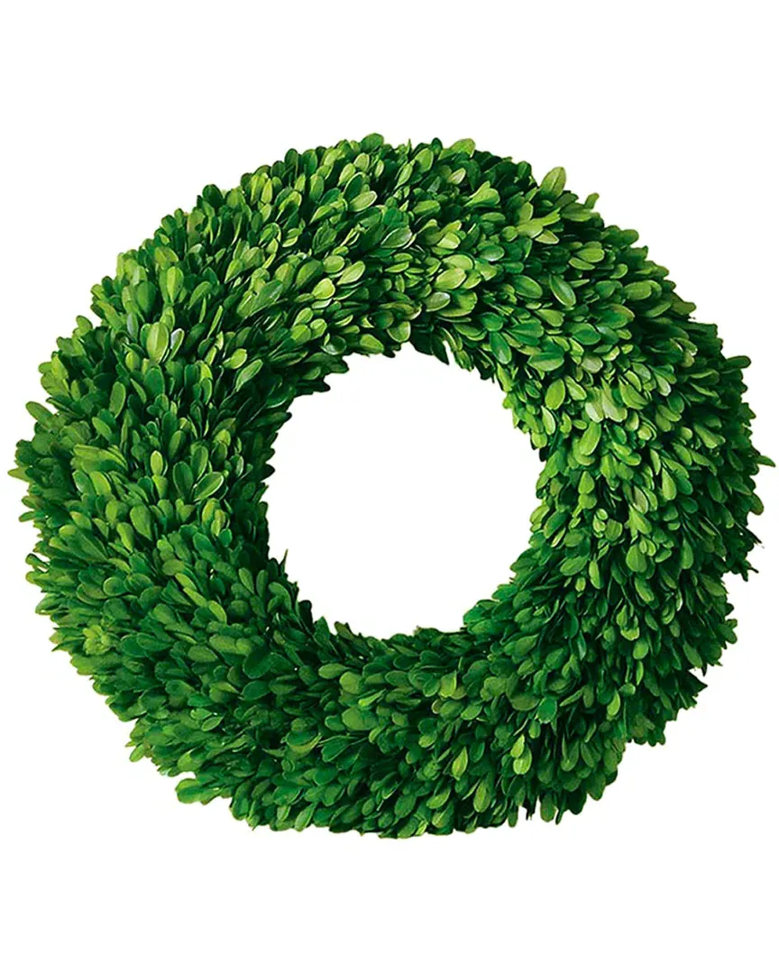 16in Round Wreath - Green, Preserved Boxwood image