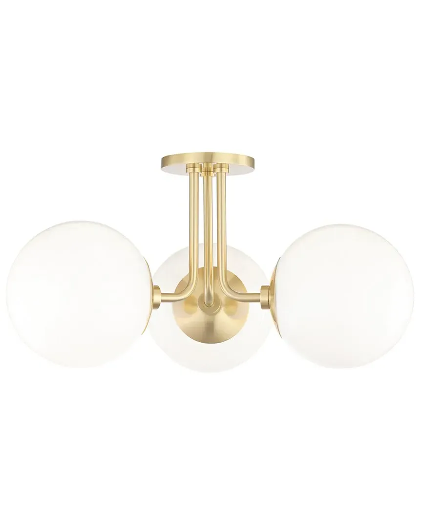 Stella Semi Flush Ceiling Light - Aged Brass, Glass image