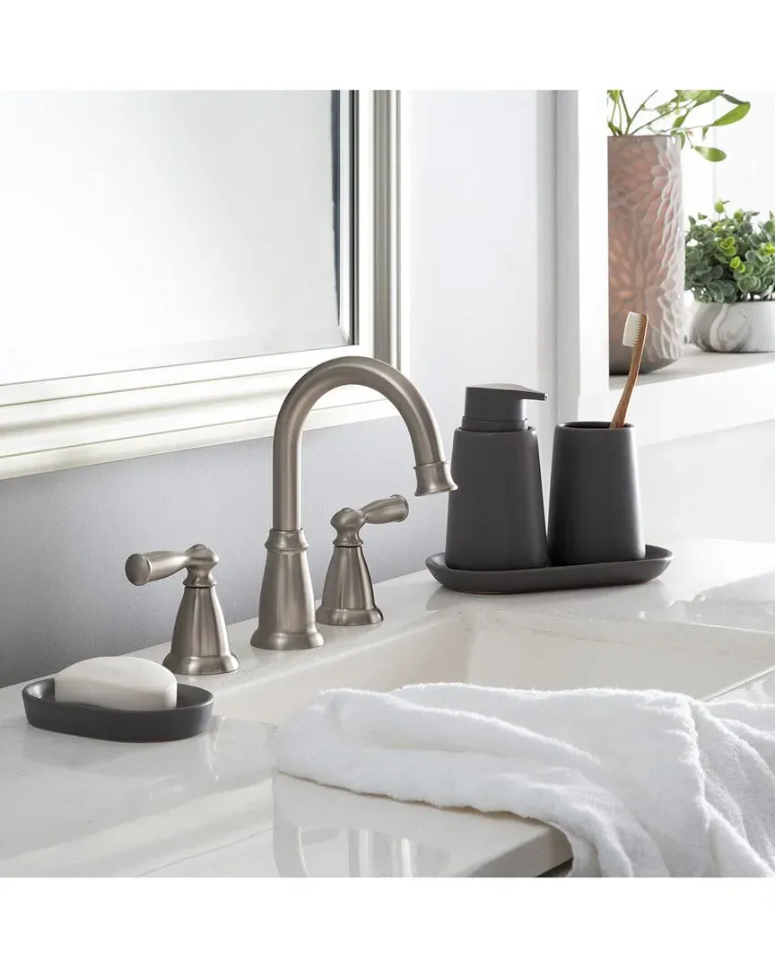 Anitra Ceramic Bath Countertop 4pc Set - Dark Grey image