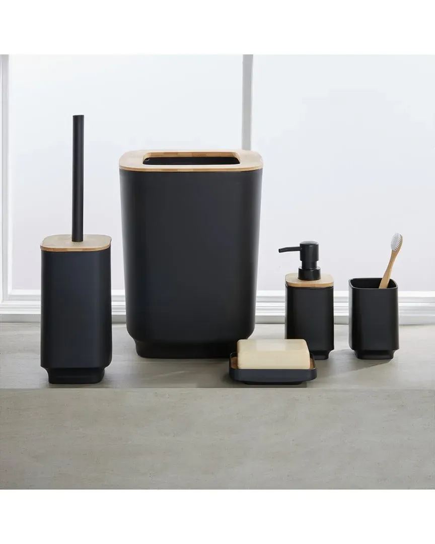 Aspen 5-Piece Bath Countertop Set - Black, Bamboo image