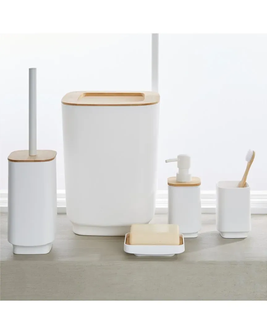 Aspen 5-Piece Bath Countertop Set - White, Bamboo