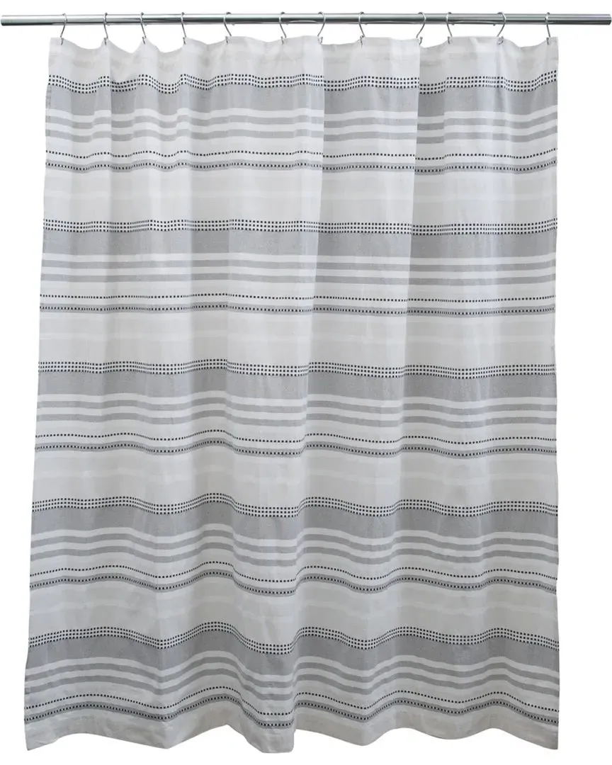 Dot Stripe Shower Curtain Set - White/Grey, Cotton image