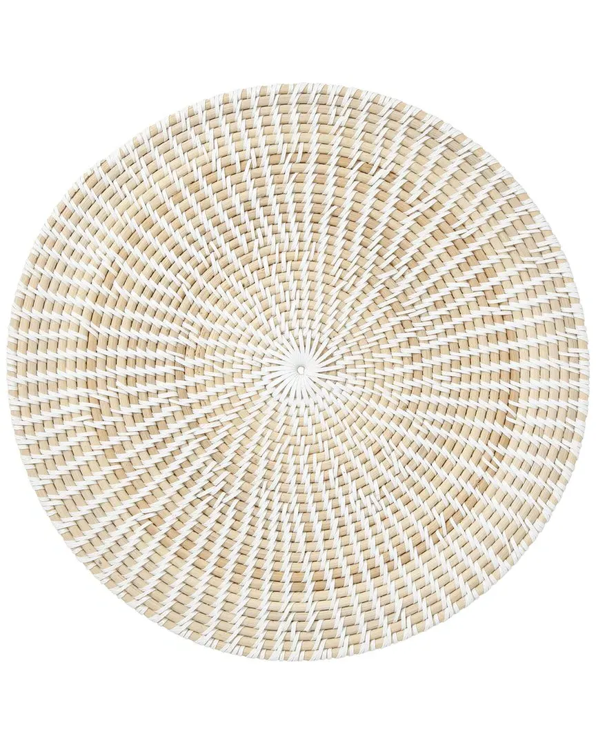 Tahiti Round Placemats Set of 4 - White, Rattan