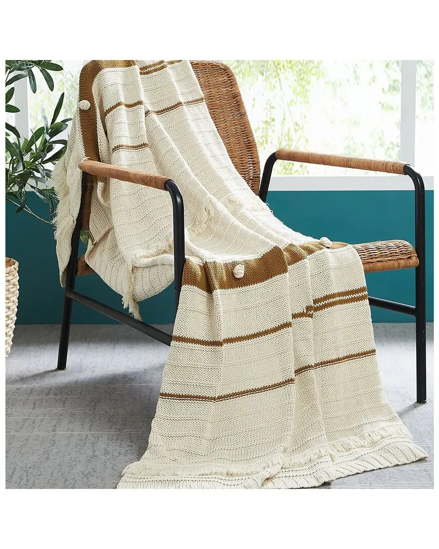 100% Cotton Knit Throw - Gold