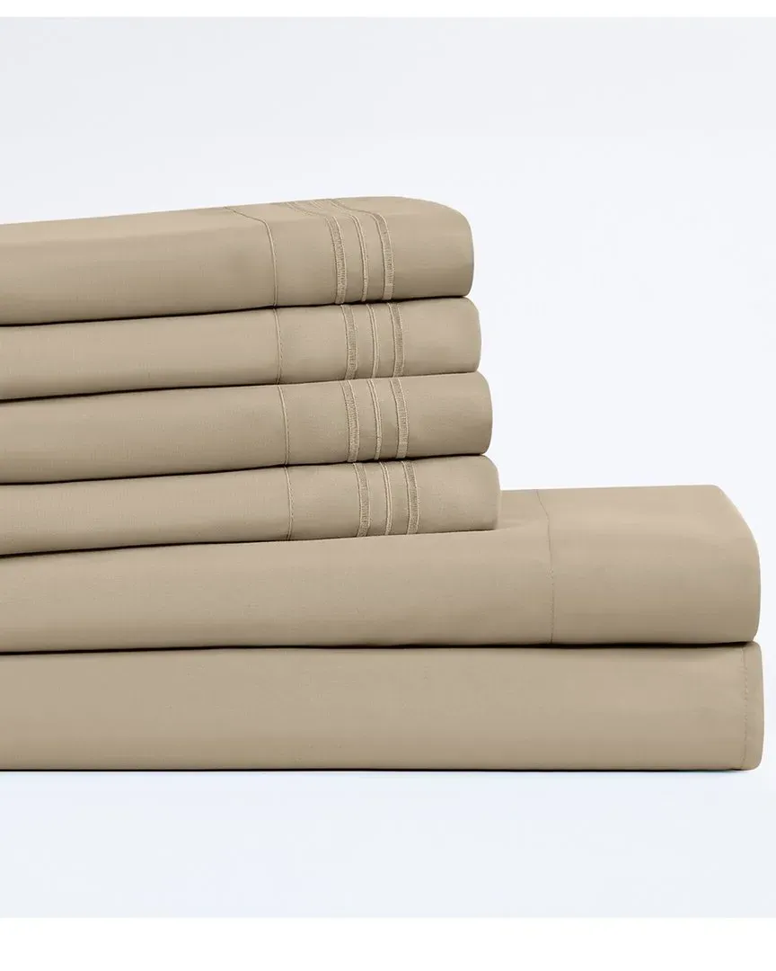 6-Piece Sheet Set with Deep Pockets - Cream, Microfiber image