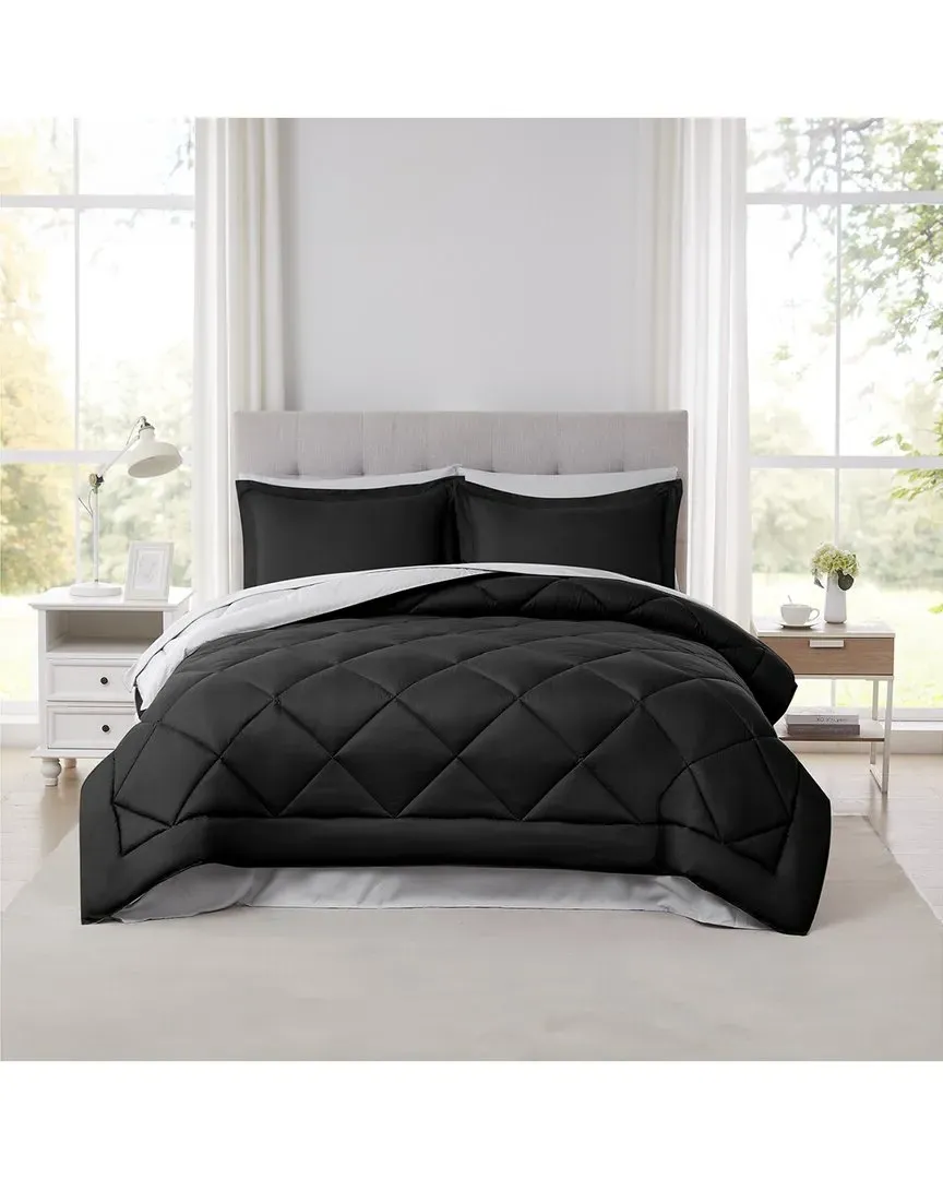 7-Piece Reversible Comforter Set - Black, Polyester image