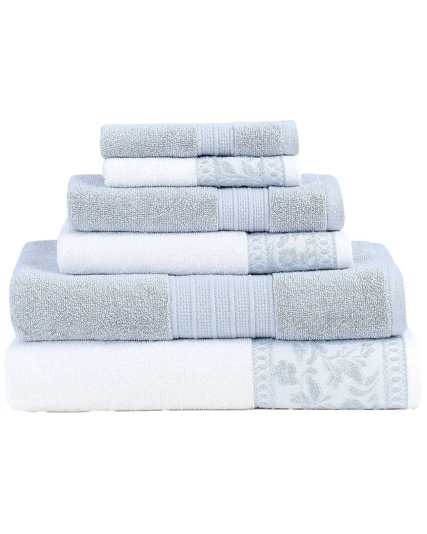 Allie Jacquard Border 6-Piece Towel Set - Blue, Cotton image