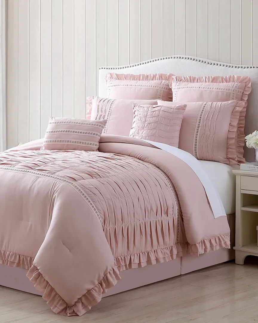 Antonella 8pc Comforter Set - Mauve, Microfiber image
