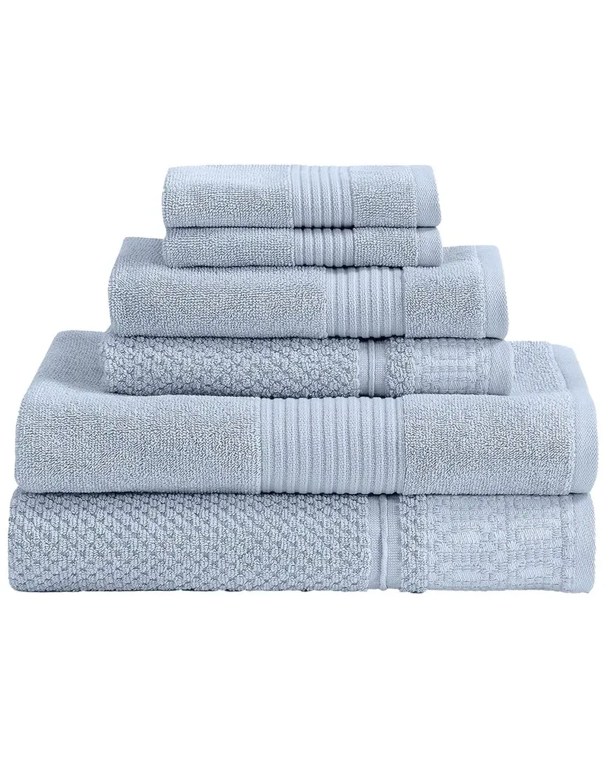 Astra Jacquard 6-Piece Towel Set - Blue, Cotton image