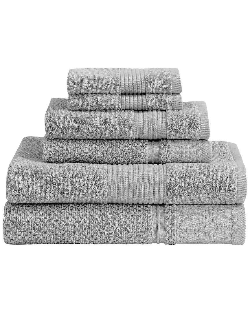 Astra Jacquard 6-Piece Towel Set - Grey, Cotton