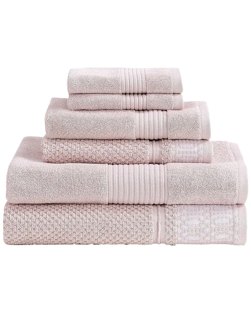 Astra Jacquard 6-Piece Towel Set - Pink, Cotton
